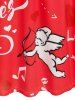 Plus Size Valentine Heart Angel Graphic Midi Backless Vintage Dress -  