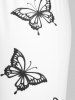 Legging Corsaire à Imprimé Papillon à Taille Haute de Grande Taille - Blanc L