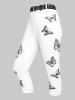 Plus Size High Waist Butterfly Print Capri Leggings -  