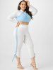 Plus Size & Curve Contrast Side Cinched Capri Leggings -  