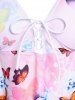Plus Size & Curve Halter Butterfly Print Handkerchief Tankini Swimwear -  