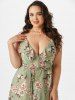 Plus Size Floral Flounce High Low Belted Cami Dress -  