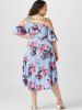Plus Size & Curve Floral Print Cold Shoulder High Low Midi Dress -  