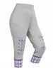 Plus Size Plaid Ripped Capri Pants -  