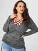 Plus Size Heathered Cinched T-shirt and Crisscross Plaid Crop Top -  