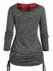 Plus Size Heathered Cinched T-shirt and Crisscross Plaid Crop Top -  