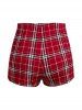 Plus Size Plaid Bowknot Slit Shorts Pajamas Set -  