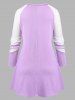 Plus Size Plunge Raglan Sleeve Two Tone T-shirt -  