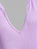 Plus Size Plunge Raglan Sleeve Two Tone T-shirt -  