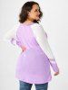 Plus Size Plunge Raglan Sleeve Two Tone T-shirt -  