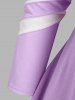 Plus Size Plunge Raglan Sleeve Two Tone T-shirt -  