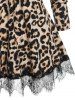 Plus Size Leopard Lace Insert Cinched Pants Set -  