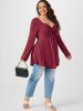 Plus Size Crossover Sweetheart Neck T-shirt -  