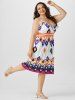 Plus Size Geometric Print Vacation Surplice Dress -  