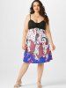 Plus Size Lace Up Paisley Print Slip Dress -  
