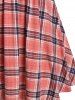 Plus Size Plaid Ruched Bust Curved Hem Tunic Tee -  