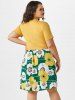 Plus Size Print Layered Midi Dress With Criss Cross Crop Top -  