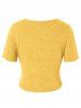 Robe Mi-Longue Superposée Imprimée de Grande Taille avec Haut Court Croisé - Jaune d'Abeille 3X