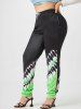 Plus Size Drawstring Tie Dye Sweatpants -  