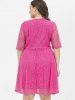 Plus Size Lace Knee Length Surplice Dress -  