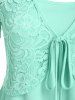 Plus Size & Curve Lace Tied Top and Layered Camisole Set -  
