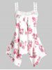 Plus Size & Curve Floral Print Lace Crochet Handkerchief Tank Top -  