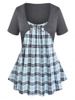 Plus Size & Curve Plaid Twofer Chain Embellished Skirted Tee -  