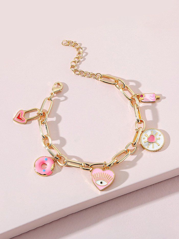 Bracelet Charmant Cœur Œil en Métal d'or 