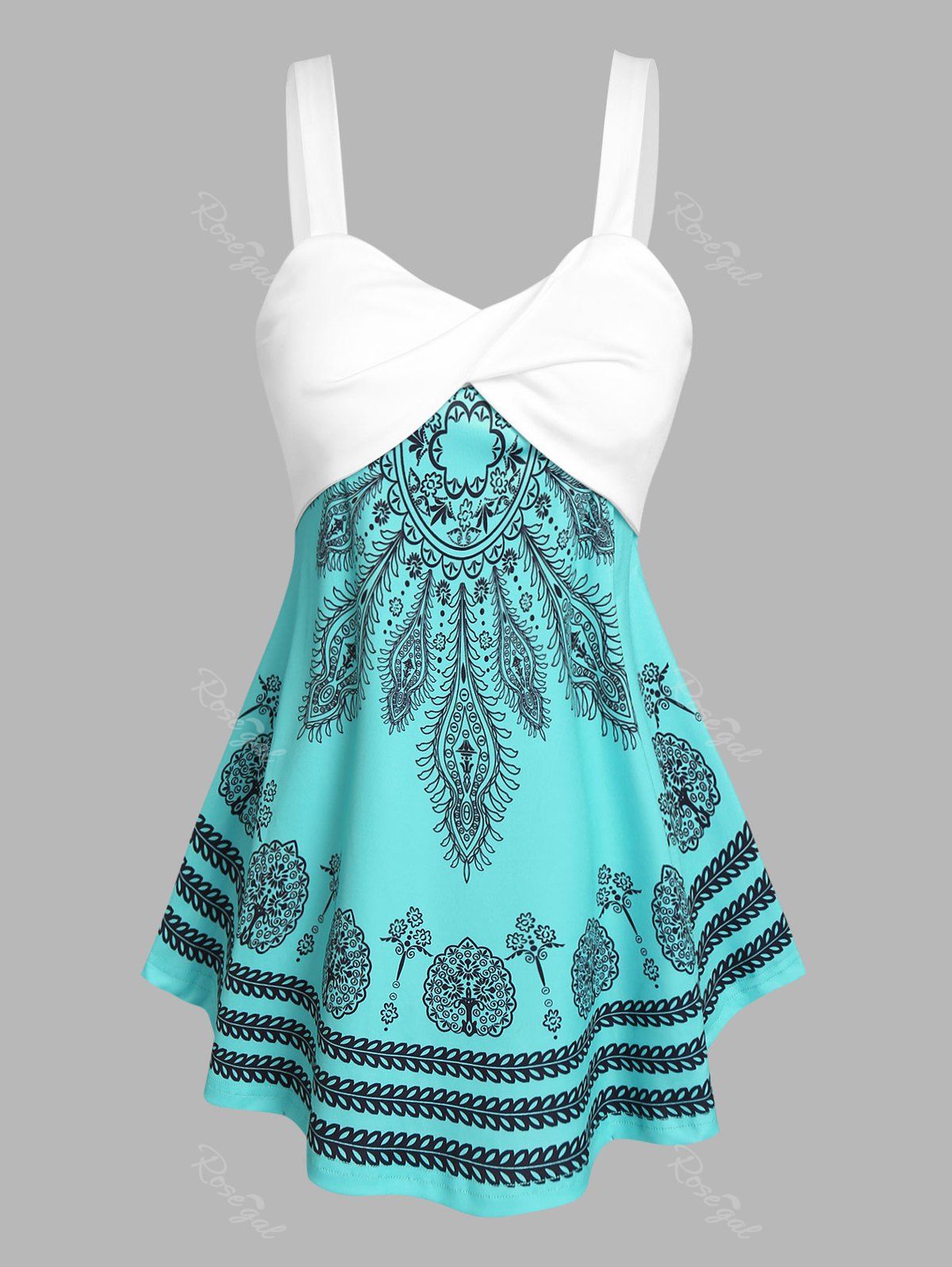 Outfits Plus Size & Curve Tribal Print Front Twist Tank Top  