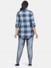 Plaid Story Tunic Top and 3D Ripped Jeggings Plus Size Outfit -  