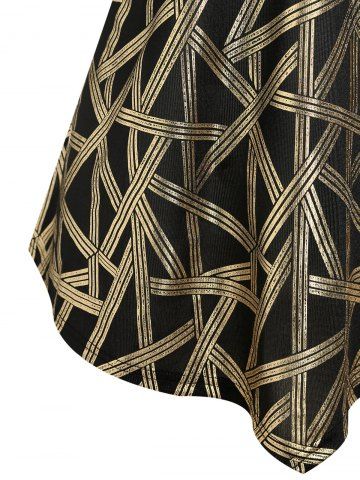 Plus Size & Curve Crisscross Metallic Print Cutout Tank Top