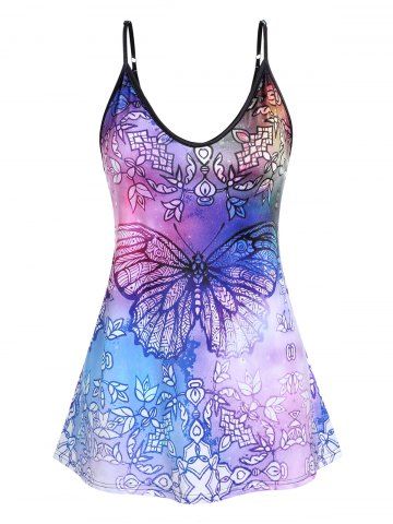 Plus Size Butterfly Print Flowy Cami Top