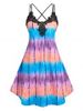 Plus Size & Curve Tie Dye Lace Panel Midi Dress -  