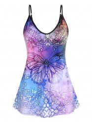 Plus Size Butterfly Print Flowy Cami Top -  