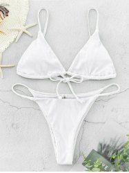 Ribbed Padded Low Waisted Bikini Swimwear -  