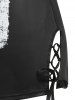 Plus Size & Curve Lace Up American Flag Sunflower Print Tank Top -  