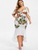 Plus Size Cold Shoulder High Low Floral Maxi Fishtail Dress -  