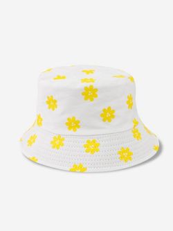 Sombrero de Cubo con Estampado de Flores Florecidas - WHITE
