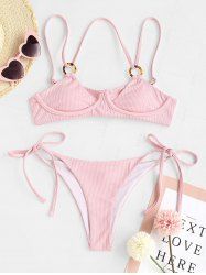 Maillot de Bain Bikini Côtelé à Double Couches - Rose clair M