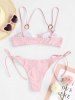 Maillot de Bain Bikini Côtelé à Double Couches - Rose clair M