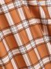 Mock Button Plaid Belted Dress -  