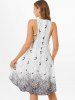 Lace Up Printed High Low Midi Dress -  