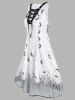 Lace Up Printed High Low Midi Dress -  