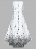 Lace Up Printed High Low Midi Dress -  
