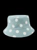 Chapeau Seau de Soleil à Imprimé Fleur Anti-UV - Bleu de Mer 