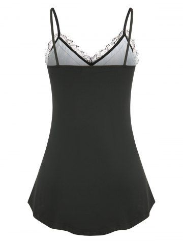 Plus Size & Curve Sparkling Rhinestone Print Eyelash Lace Tank Top