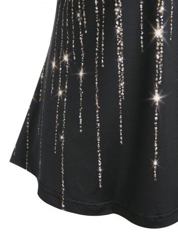 Plus Size & Curve Sparkling Rhinestone Print Eyelash Lace Tank Top