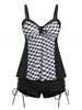 Plus Size & Curve Cinched Geometry Print Modest Tankini Swimsuit -  