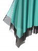 Plus Size & Curve Halter Sheer Mesh Panel Bowknot Handkerchief Tankini Swimsuit -  