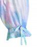 Mesh Overlay Tie Dye Cinched Handkercheif Dress -  